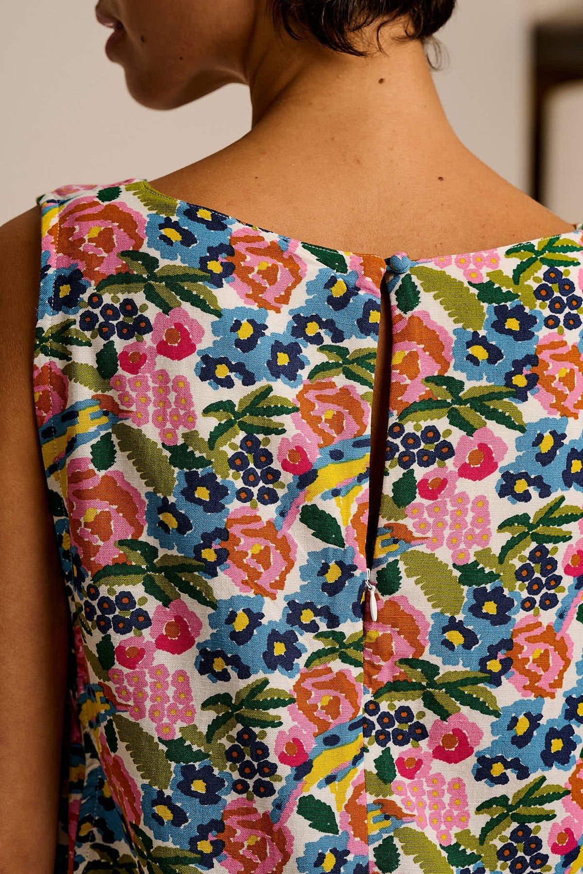 Zadie - Cotton & Viscose Playsuit in Ivory Birdie Floral