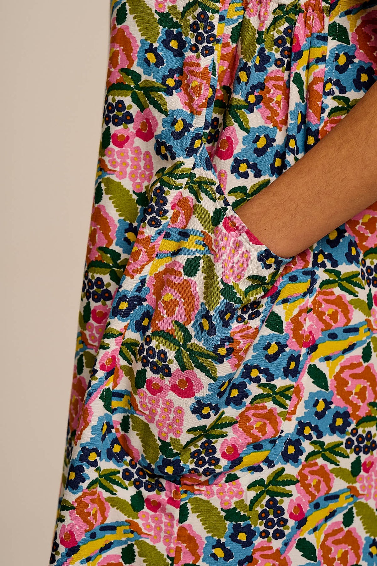 Zadie - Cotton & Viscose Playsuit in Ivory Birdie Floral