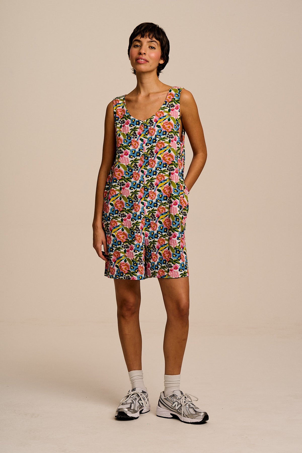 Zadie - Cotton & Viscose Playsuit in Ivory Birdie Floral