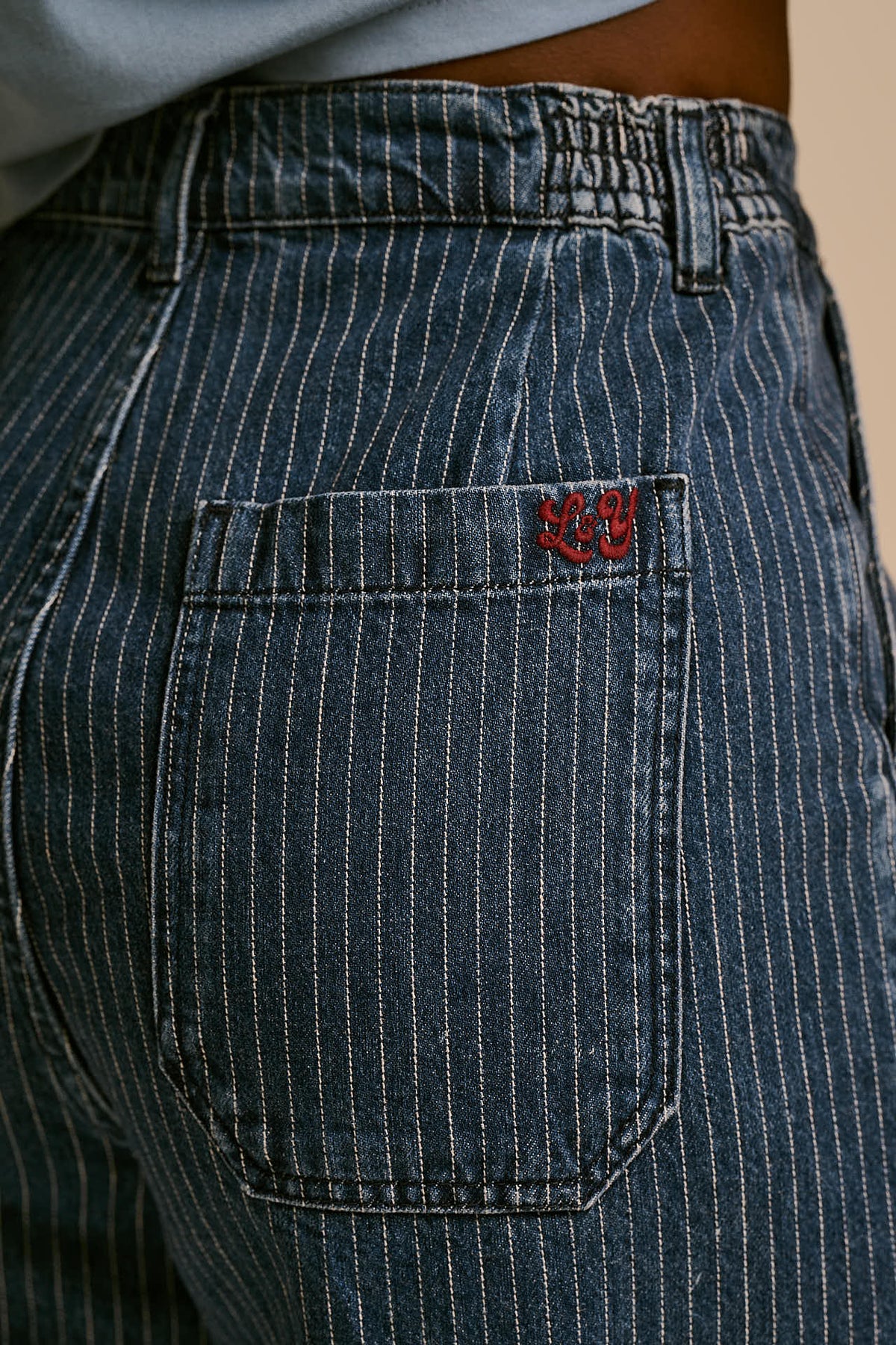 Cole - Wide Leg Jeans Organic Cotton Denim in Pinstripe