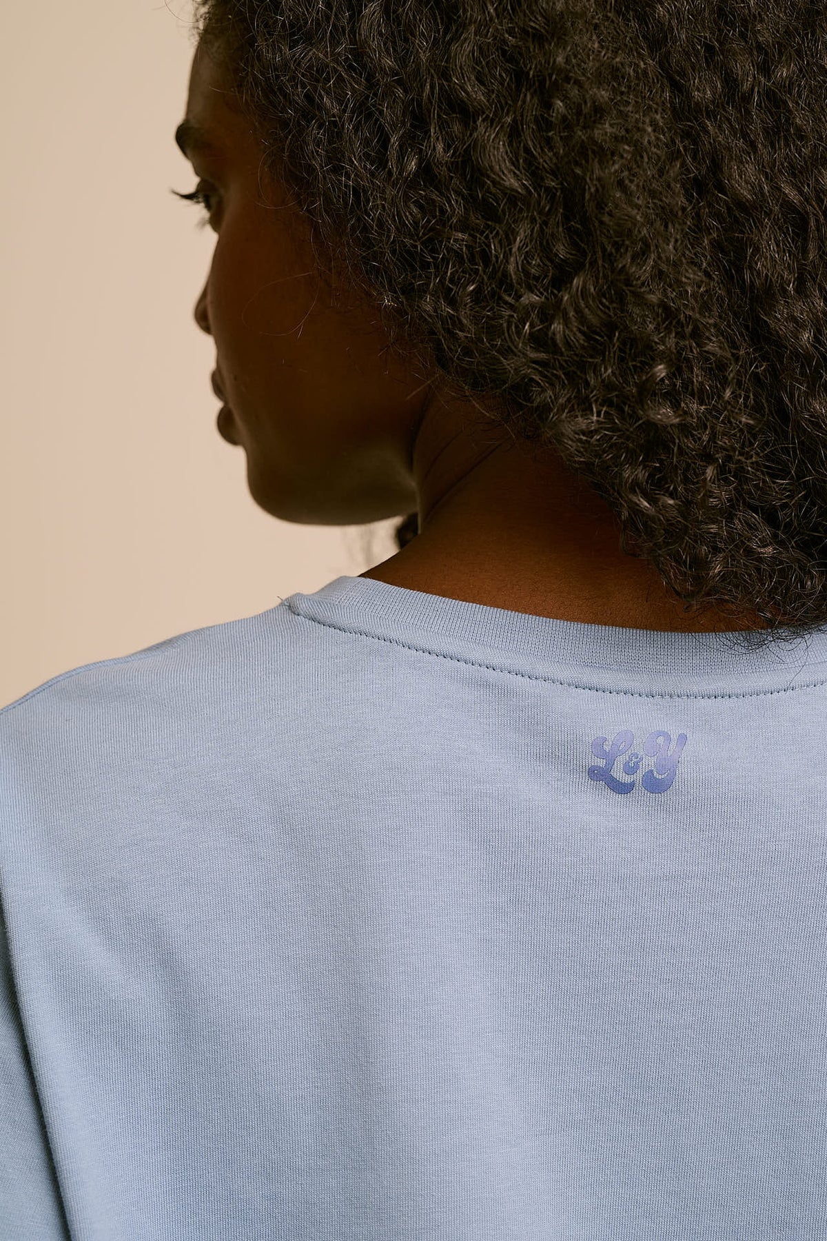 Zayla - Cropped Boxy T-Shirt Organic Cotton in Dusky Blue