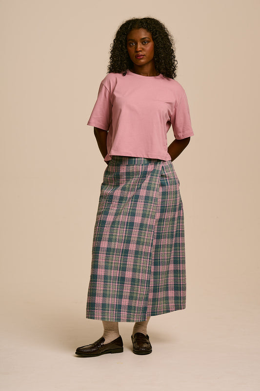 Zayla - Cropped Boxy T-Shirt Organic Cotton in Dusky Pink