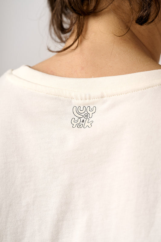 Zayla - Cropped Boxy T-Shirt Cotton in Ecru