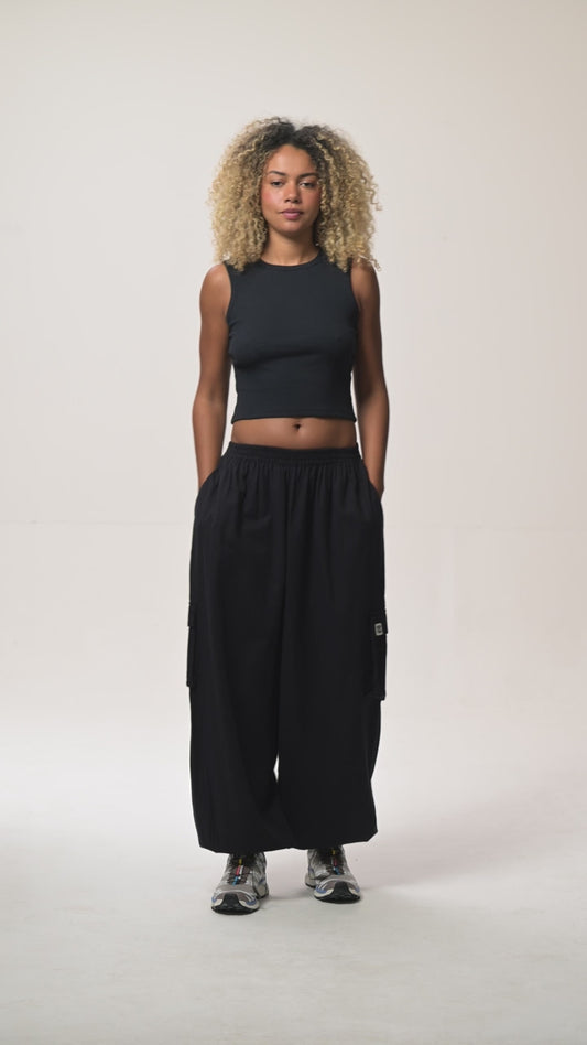 Rumi - Wide Leg Trousers Organic Cotton in Black