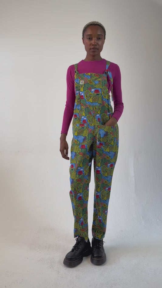 Original - Straight Leg Dungarees Organic Cotton Twill in Farmyard Scene