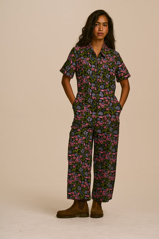 Ragan - Organic Cotton Jumpsuit in Grunge Ditsy Floral