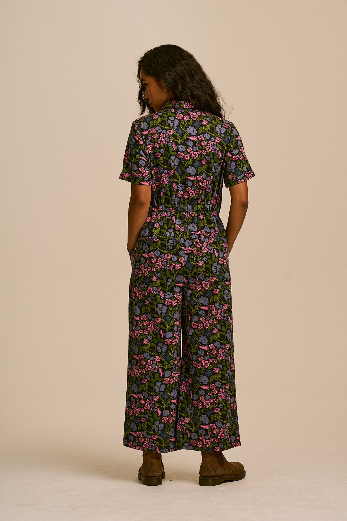 Ragan - Organic Cotton Jumpsuit in Grunge Ditsy Floral