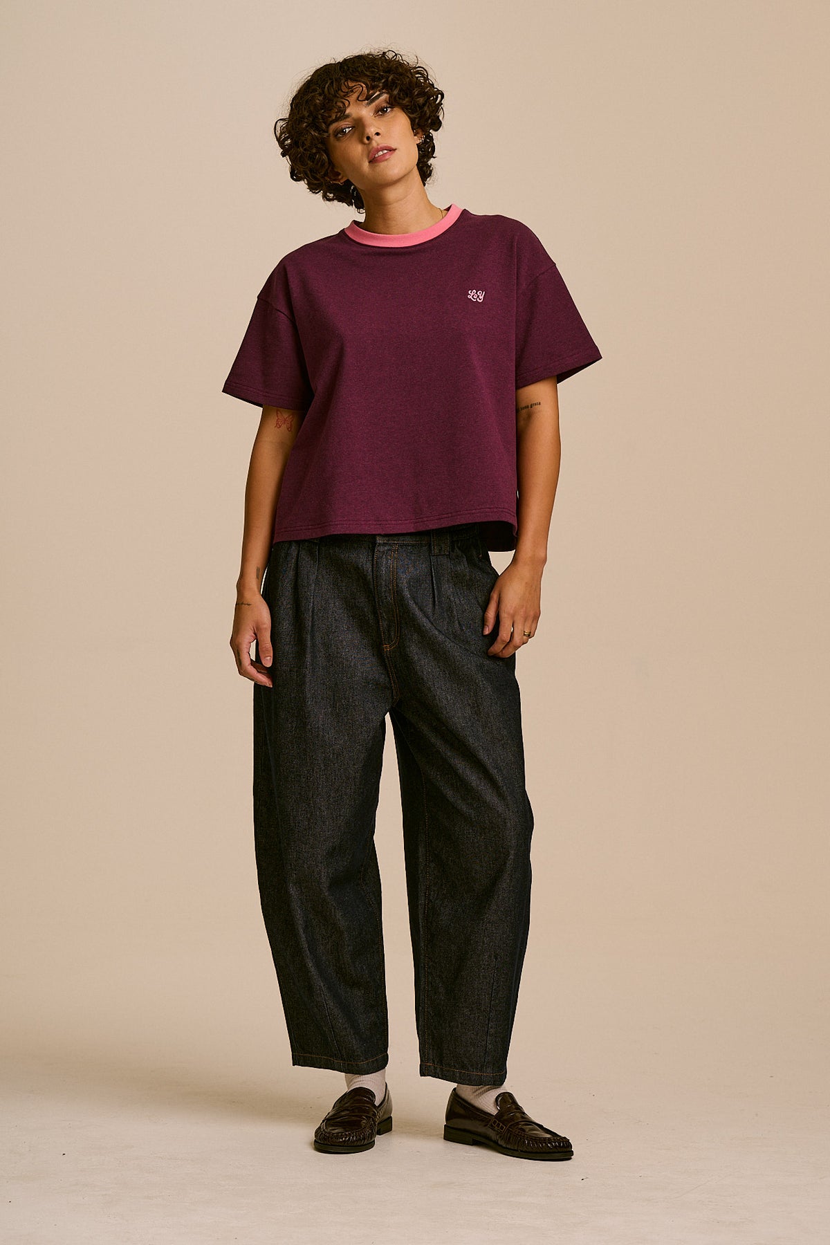 Everlie - Oversized T-Shirt Organic Cotton in Burgundy