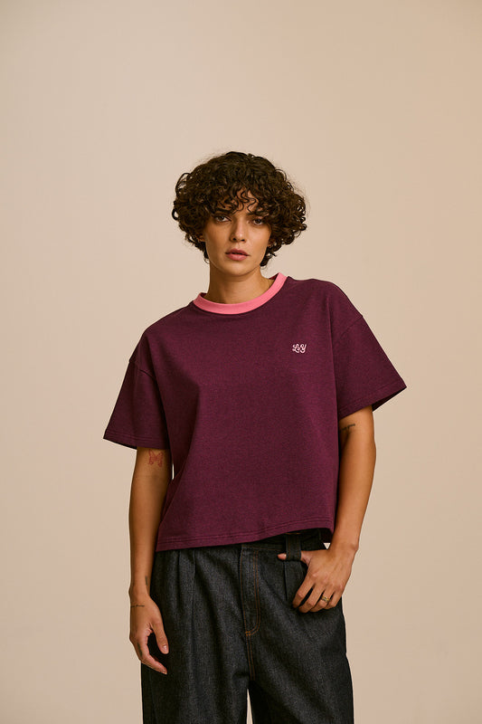 Everlie - Oversized T-Shirt Organic Cotton in Burgundy