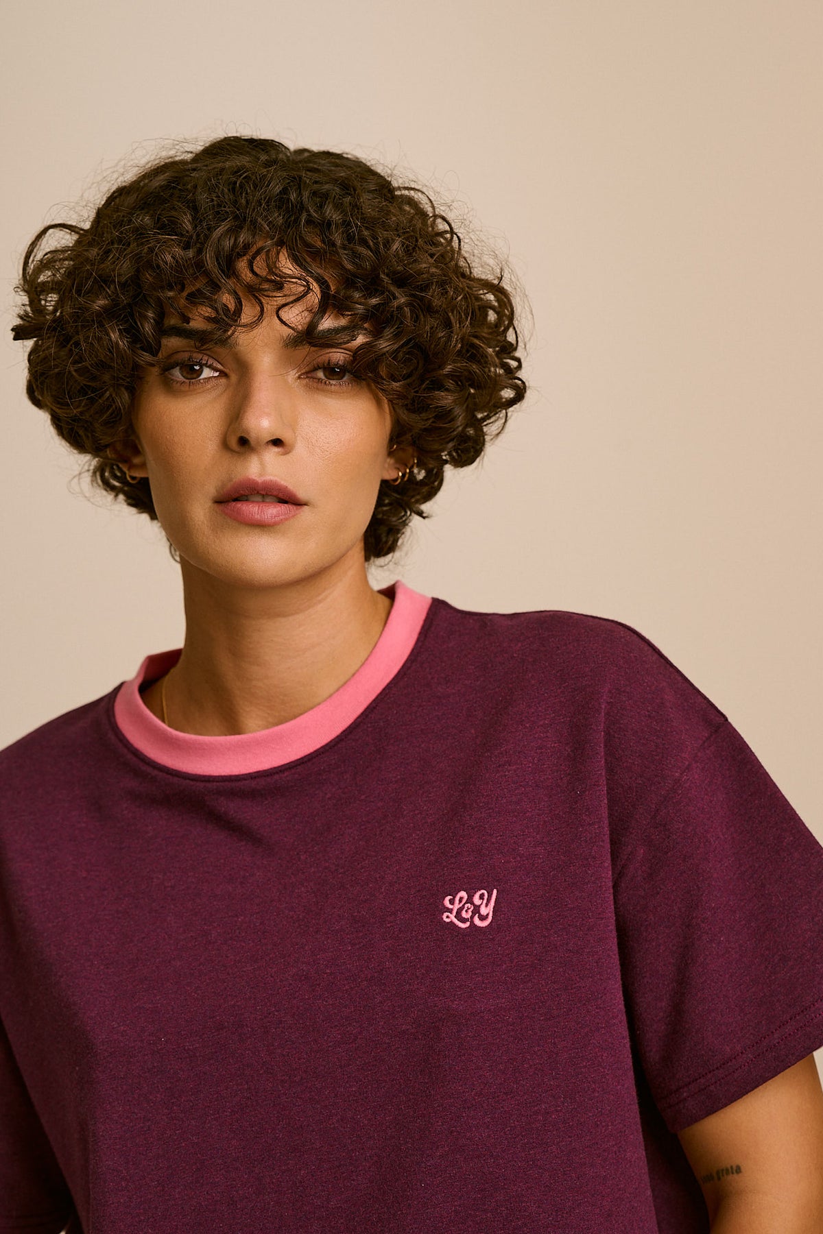 Everlie - Oversized T-Shirt Organic Cotton in Burgundy