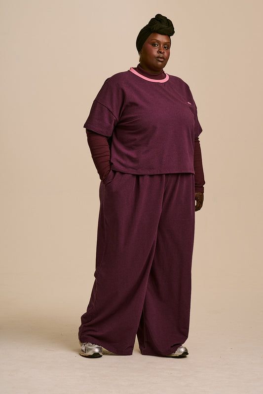 Everlie - Oversized T-Shirt Organic Cotton in Burgundy