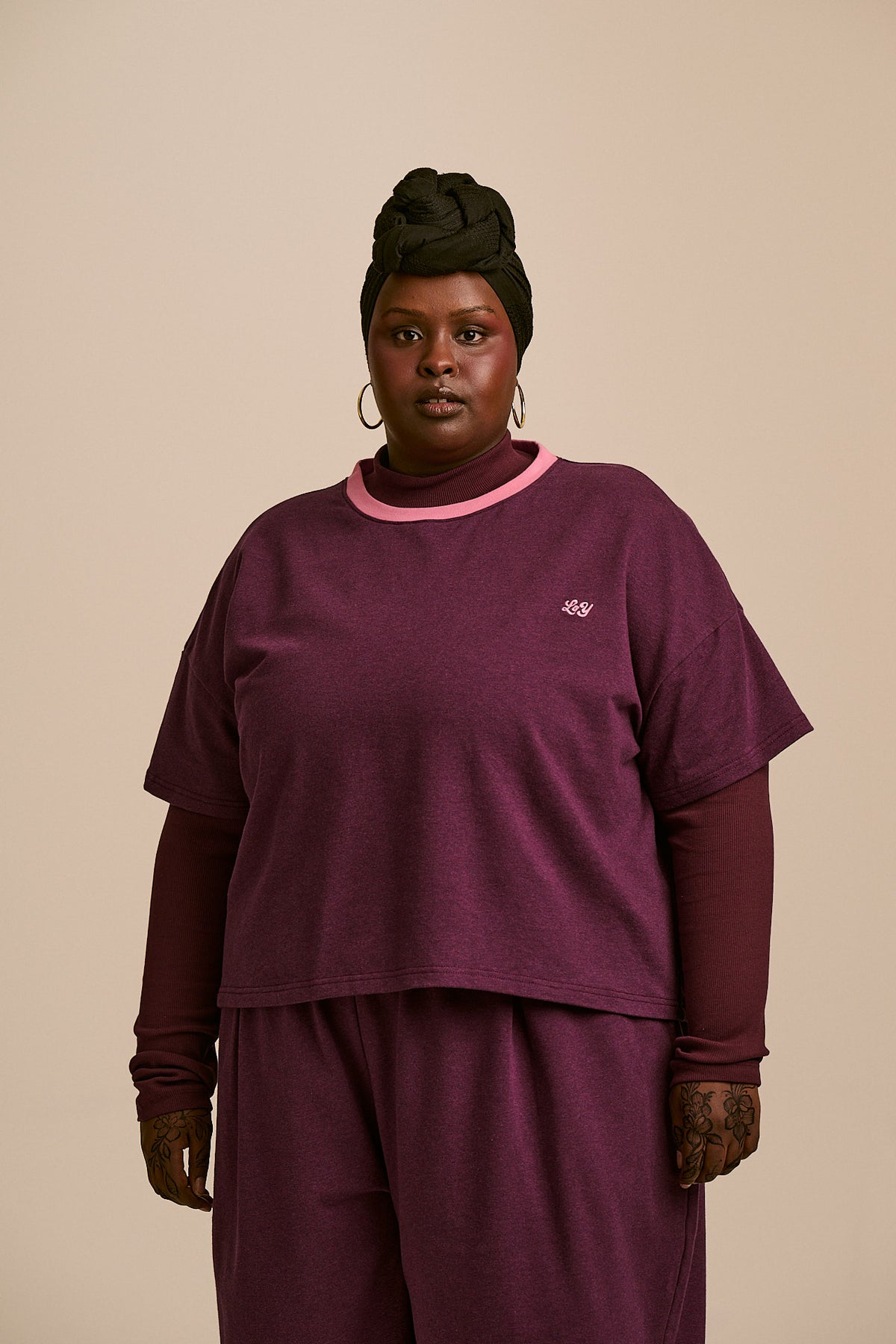 Everlie - Oversized T-Shirt Organic Cotton in Burgundy